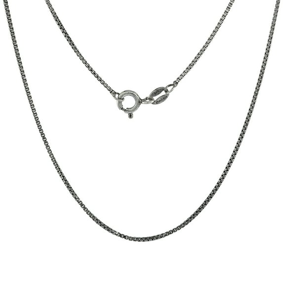 Sterling Silver 1mm Box Chain Necklace Antiqued Finish Nickel Free Italy 16 inch