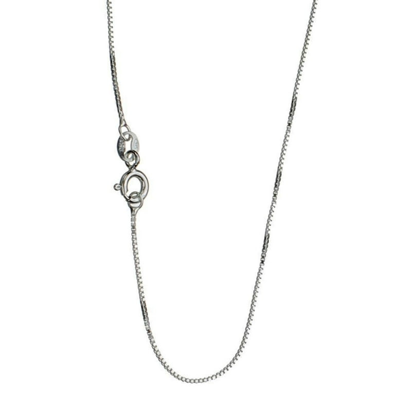 Sterling Silver 1mm Box Chain Necklace, Nickel Free, Imported from