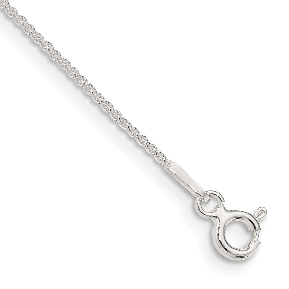Finest Gold Sterling Silver 1 mm Round Spiga Chain Anklet