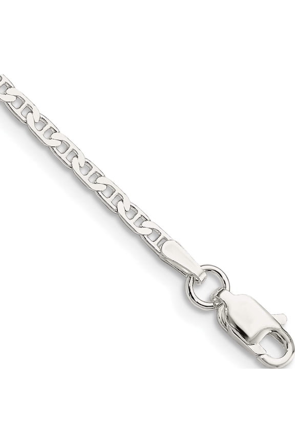 Sterling Silver 2.1mm Flat Anchor Chain (7 X 2.1) Made In Italy qan060-7