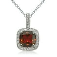 thumbnail image 1 of Sterling Silver 2.25ct Garnet & White Topaz Cushion-Cut Necklace, 1 of 2