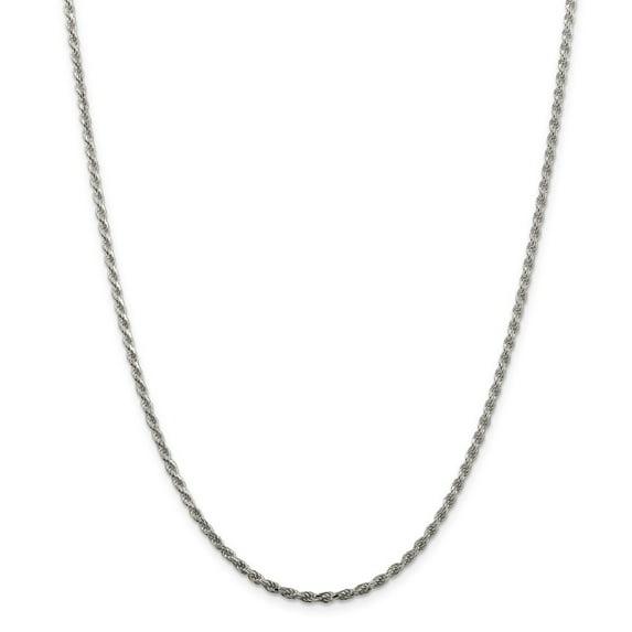 Sterling Silver 2.25mm D-Cut Rope Chain Necklace - 9.8 Grams - 20 Inch - Lobster Claw