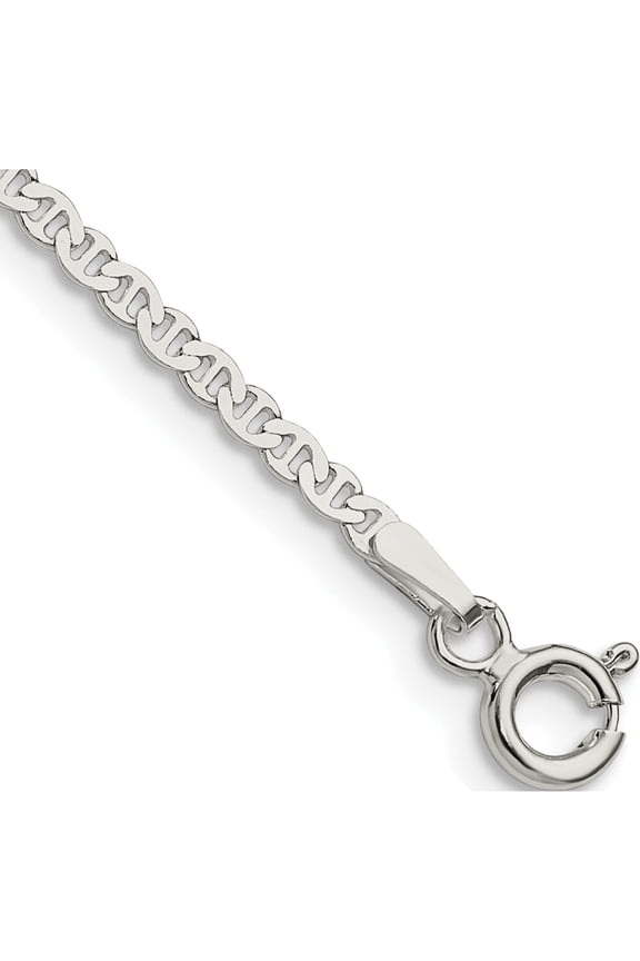 Sterling Silver 2.25mm Flat Anchor Chain (7 X 2.25) Made In Italy qlfa050-7