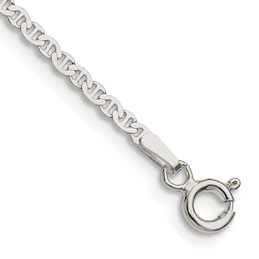 Finest Gold Sterling Silver 2.25 mm Flat Anchor Chain Anklet