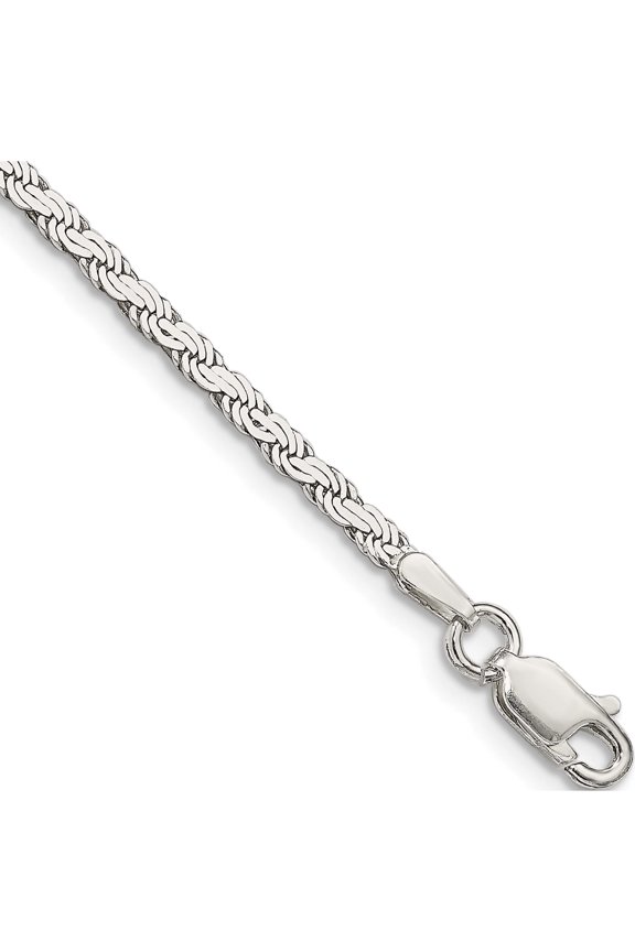 Sterling Silver 2.25mm Flat Rope Chain (7 X 2.25) Made In Italy qfc23-7