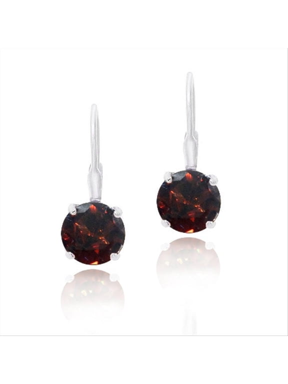 Sterling Silver 2.2ct TGW Garnet 6mm Round Leverback Earrings
