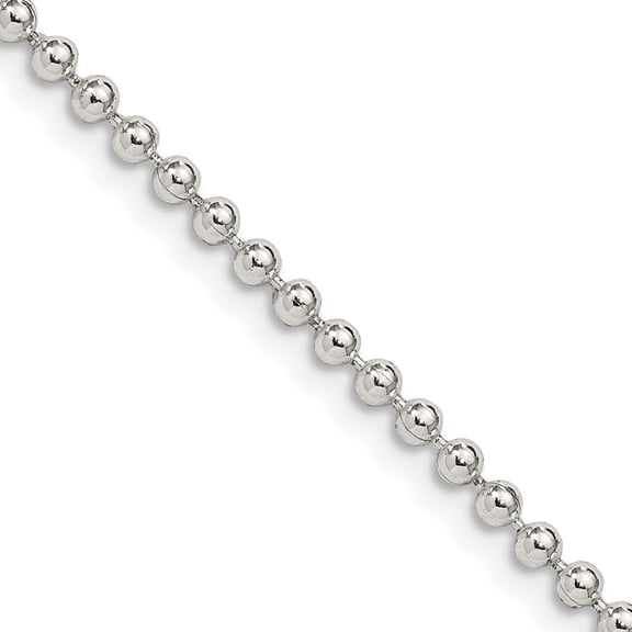 Finest Gold Sterling Silver 2.35 mm Beaded Chain
