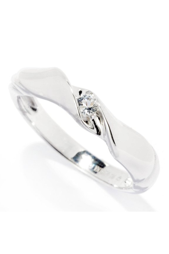 Sterling Silver 2.5Mm Round 0.085Ctw White Topaz Stack Band Ring