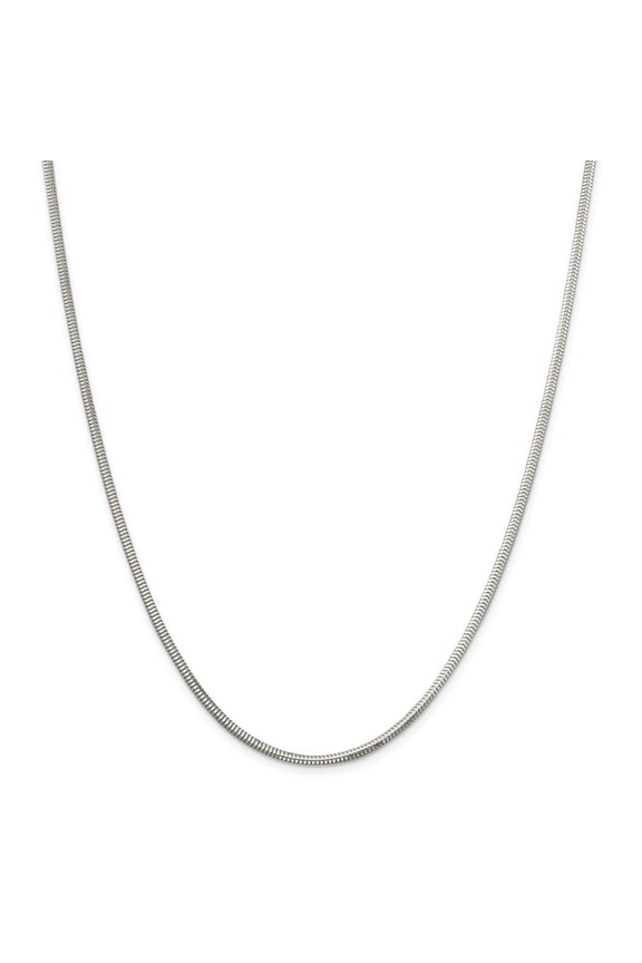 Sterling Silver 2.5mm D-Cut Snake Chain Necklace - 9.4 Grams - 18 Inch - Lobster Claw