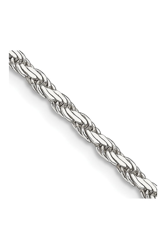 Finest Gold Sterling Silver 2.5 mm Flat Rope Chain