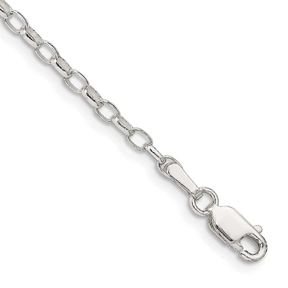 Finest Gold Sterling Silver 2.5 mm Oval Fancy Rolo Chain Anklet