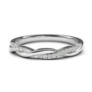 LANDA JEWEL Sterling Silver 2.5mm Petite Twisted Vine Simulated Diamond Ring Wedding Band Matching Ring (10.5)
