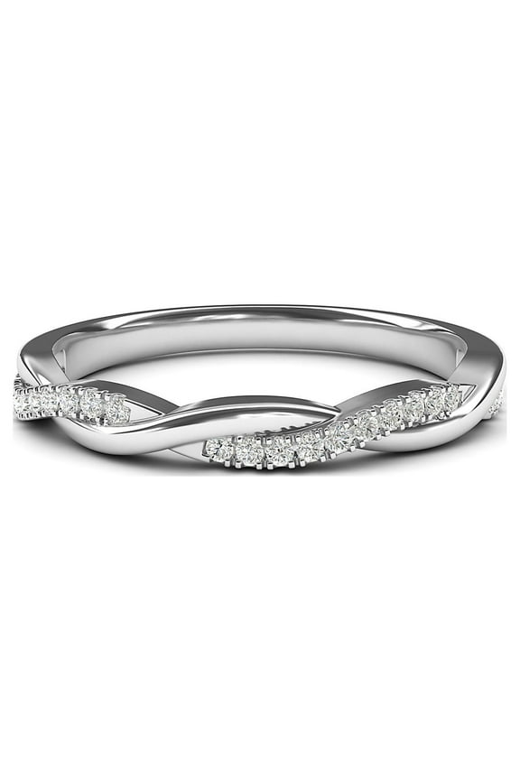 Sterling Silver 2.5mm Petite Twisted Vine Simulated Diamond Ring Wedding Band Matching Ring (10.5)