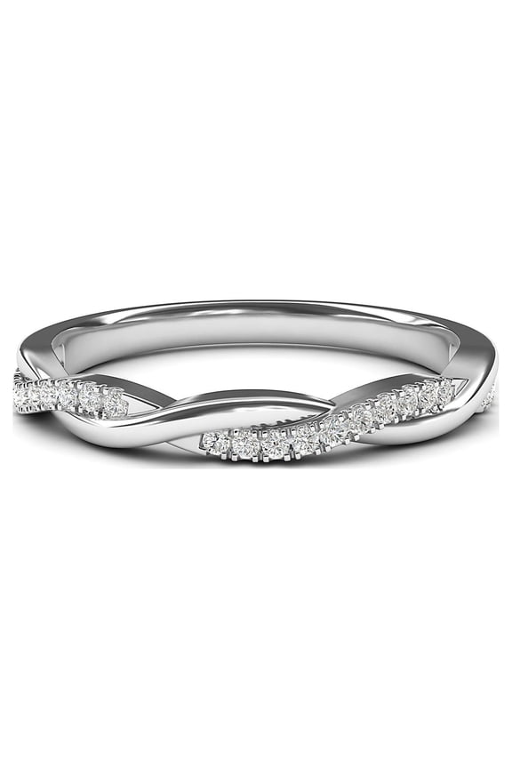 Sterling Silver 2.5mm Petite Twisted Vine Simulated Diamond Ring Wedding Band Matching Ring (10)