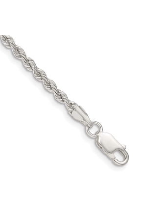 Sterling Silver 2.5mm Solid Rope Chain (Weight: 5.2 Grams, Length: 10 Inches)