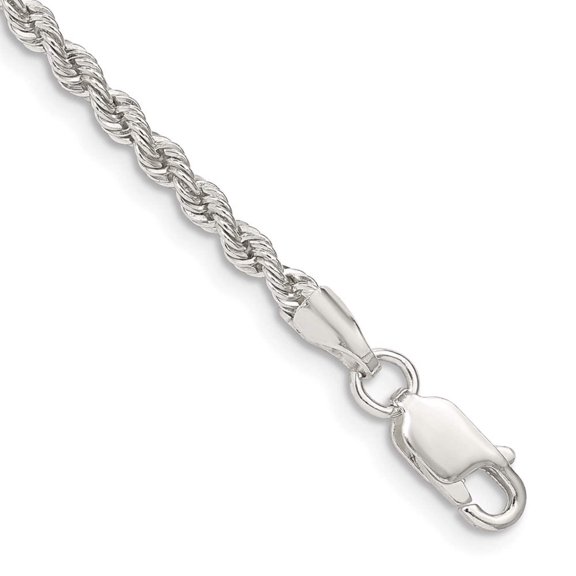 Sterling Silver 2.5mm Solid Rope Chain (Weight: 5.2 Grams, Length: 10 Inches)