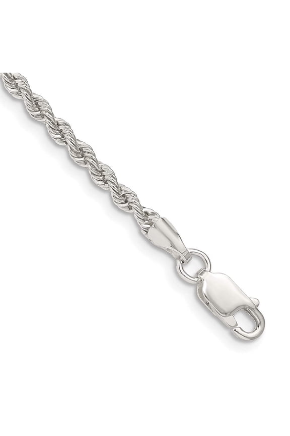 Sterling Silver 2.5mm Solid Rope Chain (Weight: 5.2 Grams, Length: 10 Inches)