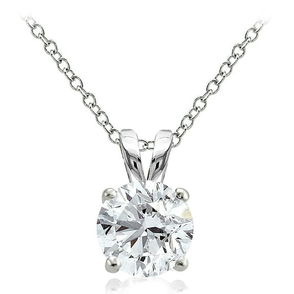 Sterling Silver 2.75ct Cubic Zirconia 9mm Round Solitaire Necklace