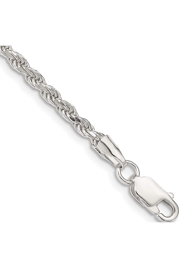 Sterling Silver 2.75mm Diamond-Cut Rope Chain (7 X 2.75) Made In Italy qdc060-7
