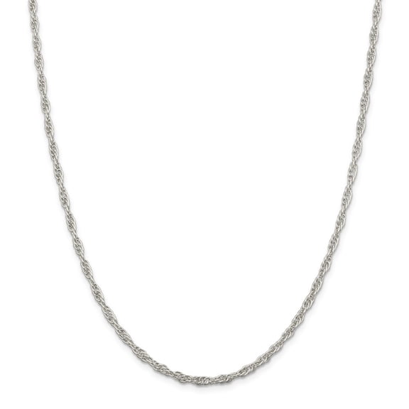 Sterling Silver 2.75mm Loose Rope Chain Necklace - 12.9 Grams - 24 Inch - Lobster Claw