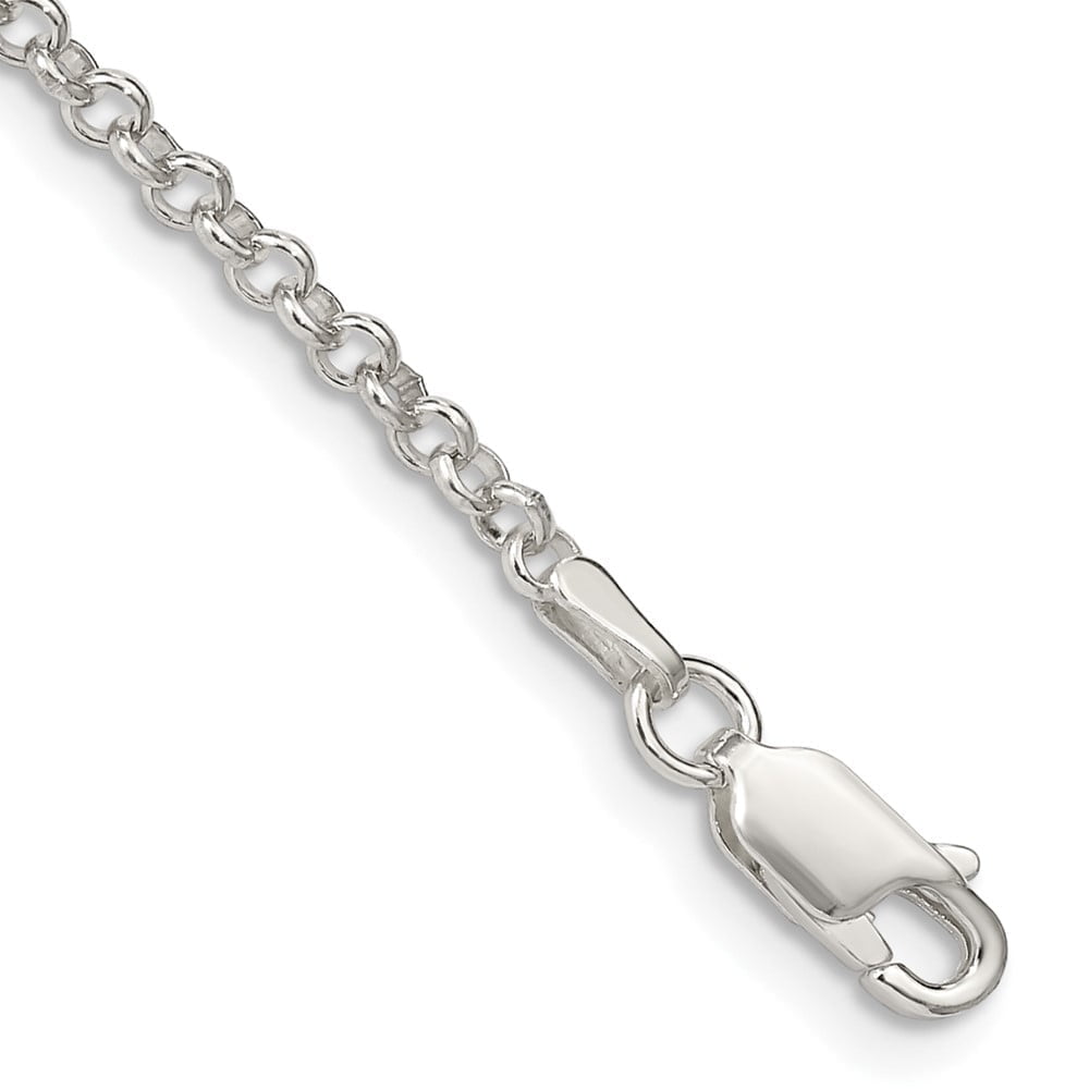 Finest Gold Sterling Silver 2.8 mm Rolo Chain Anklet