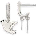 thumbnail image 1 of Sterling Silver 2 Birds Cz J-Hoop Post Earrings (20.2 X 12.9) Made In India qe16587, 1 of 5
