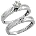 thumbnail image 1 of Sterling Silver 2-Piece Diamond Engagement Ring Set, w/ 0.07 Carat Brilliant Cut Diamonds, 1/8 in. (3.5mm) wide, Size 8, 1 of 3