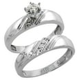 thumbnail image 1 of Sterling Silver 2-Piece Diamond Engagement Ring Set, w/ 0.07 Carat Brilliant Cut Diamonds, 3/16 in. (4.5mm) wide, Size 7.5, 1 of 3