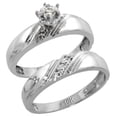 thumbnail image 1 of Sterling Silver 2-Piece Diamond Engagement Ring Set, w/ 0.07 Carat Brilliant Cut Diamonds, 3/16 in. (4.5mm) wide, Size 9.5, 1 of 3