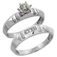 thumbnail image 1 of Sterling Silver 2-Piece Diamond Engagement Ring Set, w/ 0.07 Carat Brilliant Cut Diamonds, 5/32 in. (4mm) wide, Size 6, 1 of 3