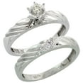 thumbnail image 1 of Sterling Silver 2-Piece Diamond Engagement Ring Set, w/ 0.08 Carat Brilliant Cut Diamonds, 1/8 in. (3.5mm) wide, Size 6.5, 1 of 3