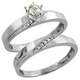 thumbnail image 1 of Sterling Silver 2-Piece Diamond Engagement Ring Set, w/ 0.09 Carat Brilliant Cut Diamonds, 1/8 in. (3.5mm) wide, Size 5.5, 1 of 3