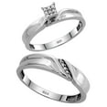 thumbnail image 1 of Sterling Silver 2-Piece Diamond wedding Engagement Ring Set for Him and Her Rhodium finish, 3.5mm & 5mm wide, Size 7, 1 of 3