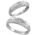 thumbnail image 1 of Sterling Silver 2-Piece His (6mm) & Hers (5mm) Diamond Wedding Band Set, w/ 0.05 Carat Brilliant Cut Diamonds; Ladies Size 9, 1 of 3