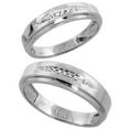 thumbnail image 1 of Sterling Silver 2-Piece His (6mm) & Hers (5mm) Diamond Wedding Band Set, w/ 0.05 Carat Brilliant Cut Diamonds; Ladies Size 9, 1 of 3