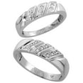 thumbnail image 1 of Sterling Silver 2-Piece His (6mm) & Hers (5mm) Diamond Wedding Band Set, w/ 0.08 Carat Brilliant Cut Diamonds; Ladies Size 6.5, 1 of 3