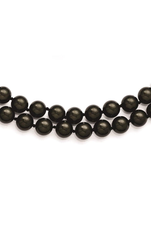 Sterling Silver 2 Row 10-11mm Black Shell Bead Necklace