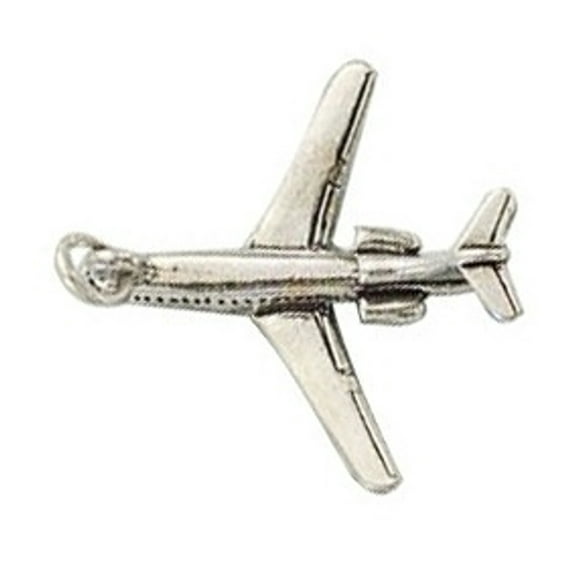 Sterling Silver 20" 1.2mm Box Chain 3D 727 Jet Airplane Pendant Necklace
