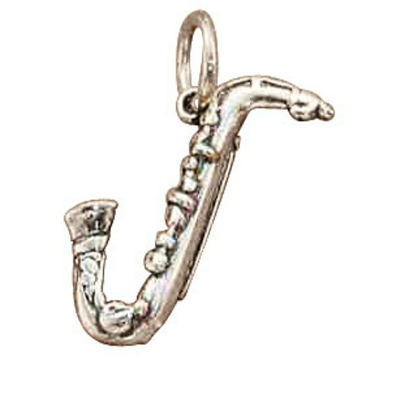 Sterling Silver 20" 1.2mm Box Chain 3D Alto Or Tenor Saxophone Musical Instrument Pendant Necklace