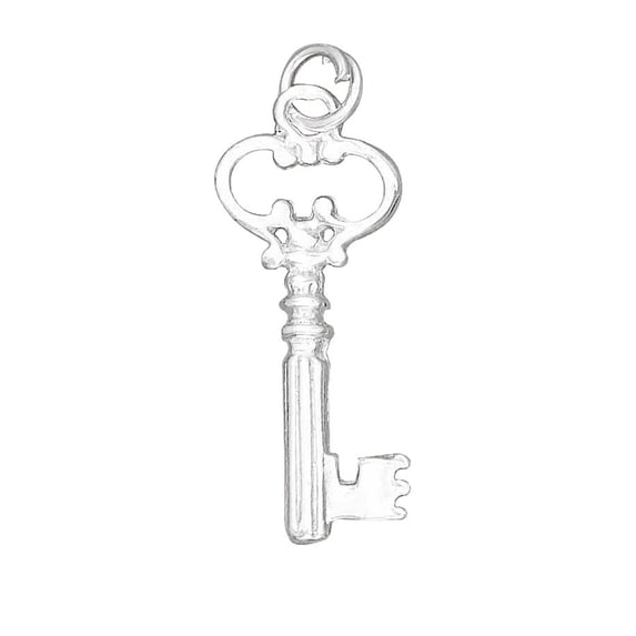 Sterling Silver 20" 1.2mm Box Chain 3D Antique Skeleton Key Pendant Necklace