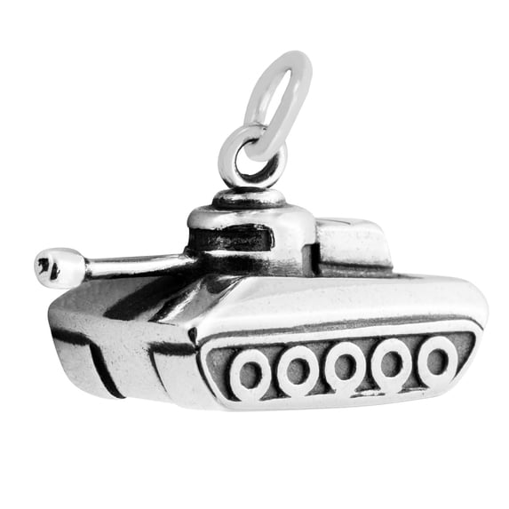 Sterling Silver 20" 1.2mm Box Chain 3D Military Army Tank Pendant Necklace