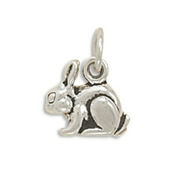 Sterling Silver 20" 1.2mm Box Chain 3D Small Rabbit Pendant Necklace
