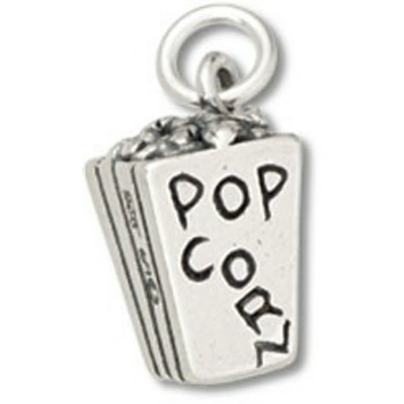 Sterling Silver 20" 1.2mm Box Chain 3D Tub Carton Movie Theater Popcorn Pendant Necklace