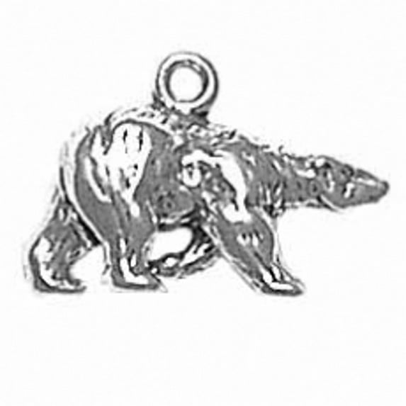 Sterling Silver 20" 1.2mm Box Chain 3D Walking Polar Bear Pendant Necklace