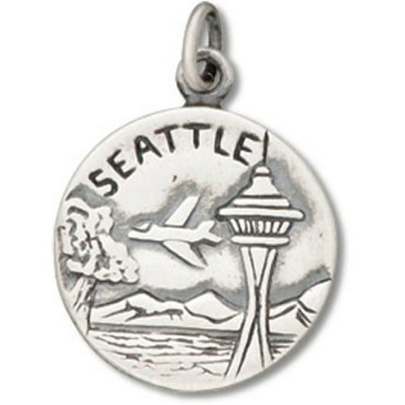 Sterling Silver 20" 1.2mm Box Chain City Of Seattle City Of Goodwill Two Sided Pendant Necklace