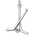 thumbnail image 1 of Sterling Silver 20" 1.2mm Box Chain Crossed Hockey Sticks Hockey Puck Pendant Necklace, 1 of 2