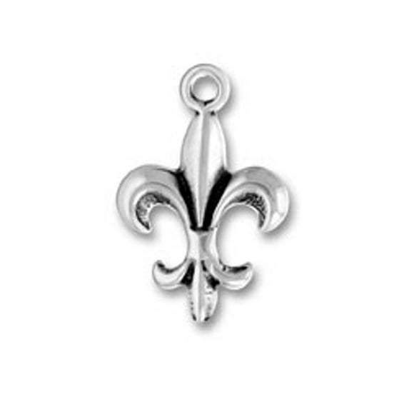 Sterling Silver 20" 1.2mm Box Chain Fleur De Lis French Heritage Pendant Necklace