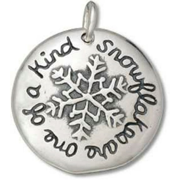 Sterling Silver 20" 1.2mm Box Chain ONE OF A KIND SNOWFLAKE Round Pendant Necklace