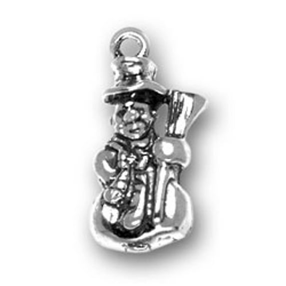 Sterling Silver 20" 1.2mm Box Chain Partially 3D Snowman Pendant Necklace