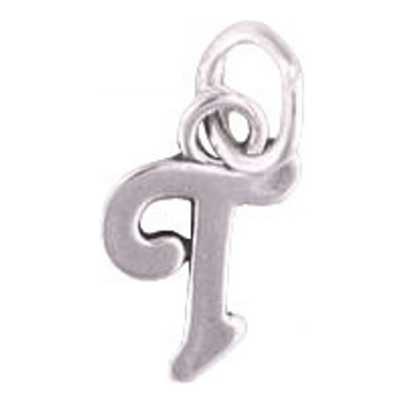 Sterling Silver 20" 1.2mm Box Chain Scrolled Letter T Pendant Necklace